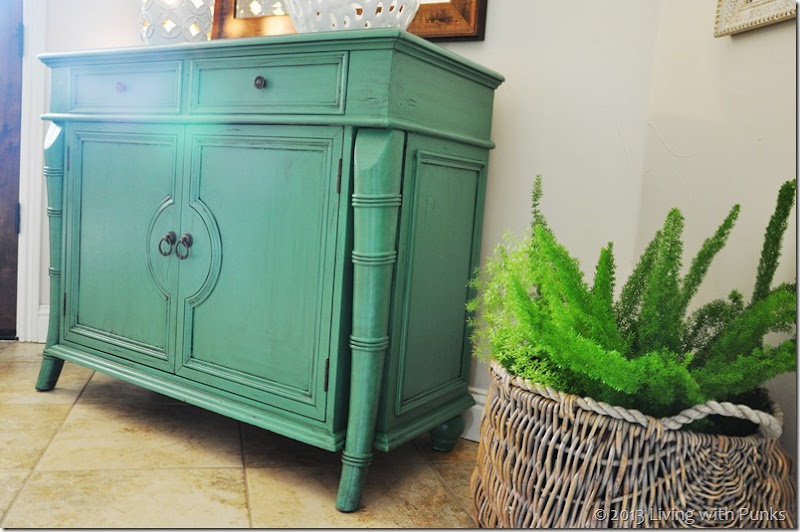 DIY Cabinet makeover using enamel paint and glaze