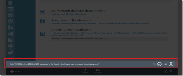 6 ManageDatabase alert 6 ManageDatabase alert