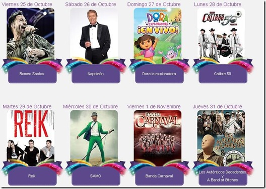 Cartel de presentaciones foro de las fiestas de octubre samo rome santos calibre 50 reik Cartel de presentaciones foro de las fiestas de octubre samo rome santos calibre 50 reik
