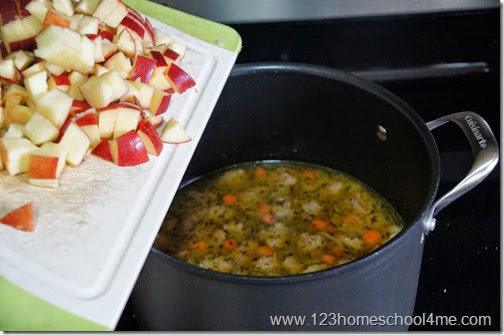 add in the chopped apples add in the chopped apples