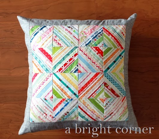 quilted selvage pillow by A Bright Corner