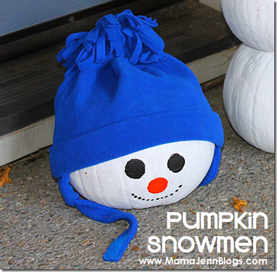 Pumpkin Snowmen (repurposing pumpkins)