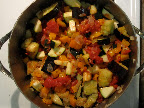All the colorful veggies, getting warm and tender.