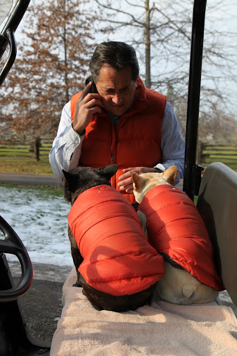 Yes, Uncle Carlos - We promise to sit right here while you talk to Martha on the phone.  We're happy that you pulled over to take the call.  Don't you just love how our vests all match?