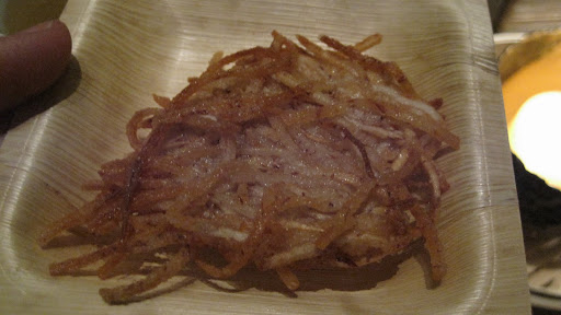 This is a shrimp-taro pancake.  The fact that this fried goodness was the LEAST decadent thing I ate at this party is telling.