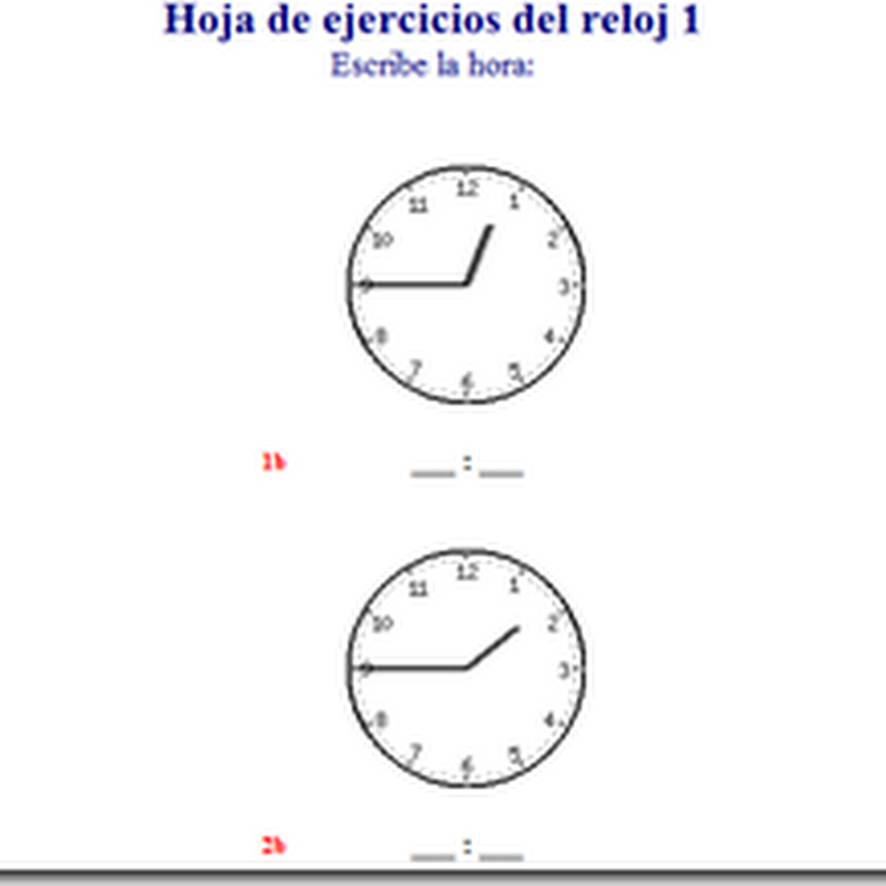 generador de Hoja de ejercicios para aprender la hora