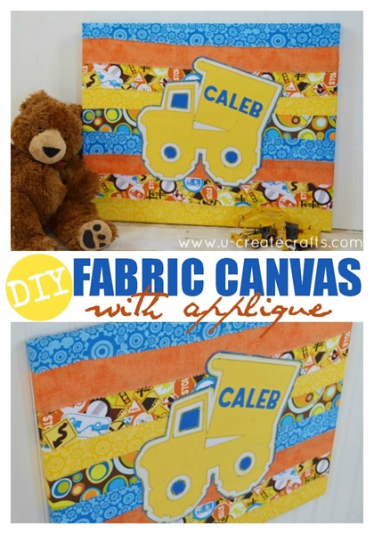 DIY Canvas with Fabric Applique at u-createcrafts.com