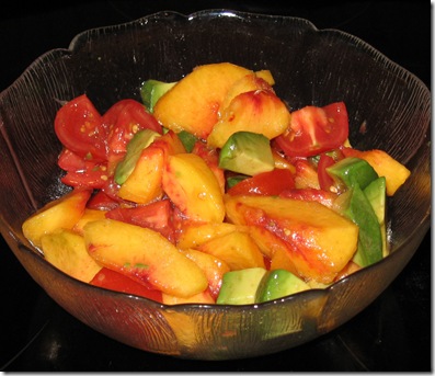 peach, tomato and avocado salad