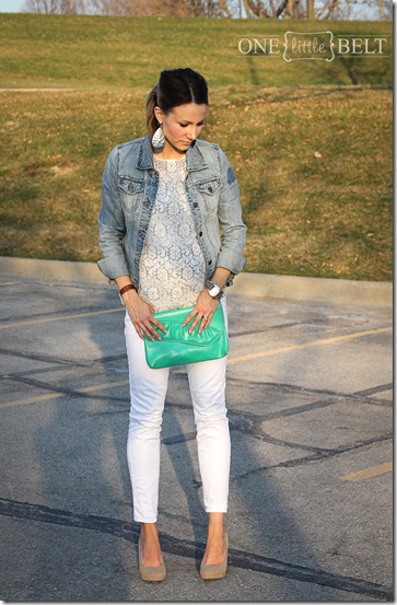Lace top, denim jacket maternity style from www.onelittlemomma.com Iace-top-maternity-style