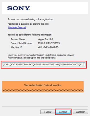 Activation-Authentication Code no Sony Vegas