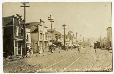 A Street in Rainier, Oregon in March 1910
