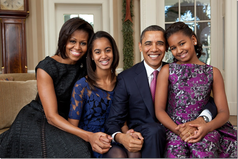 President Barack Obama, First Lady Michelle Obama, and their daughters, Sasha and Malia, sit for a family portrait in the Oval Office, Dec. 11, 2011. (Official White House Photo by Pete Souza)<br /><br />This official White House photograph is being made available only for publication by news organizations and/or for personal use printing by the subject(s) of the photograph. The photograph may not be manipulated in any way and may not be used in commercial or political materials, advertisements, emails, products, promotions that in any way suggests approval or endorsement of the President, the First Family, or the White House. 