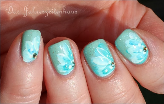 Blüten Türkis One Stroke Pinsel Blumen Turquoise Flower 4 Blüten Türkis One Stroke Pinsel Blumen Turquoise Flower 4