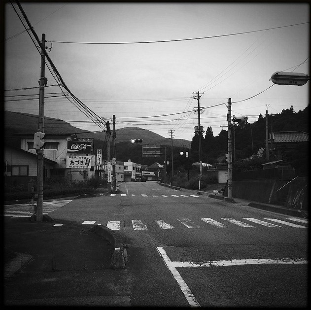 Empty streets in the Fukushima exclusion zone, 7 August 2011. Sean Bonner / safecast.org