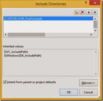 Click OK to add WTL Include folder Click OK to add WTL Include folder