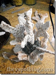 The process of creating a fake coral sculpture.