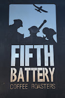Close up of the Fifth Battery sign