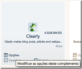 Op&ccedil;&otilde;es Clearly
