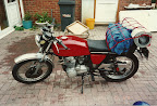 Honda 400/4 loaded for a rally