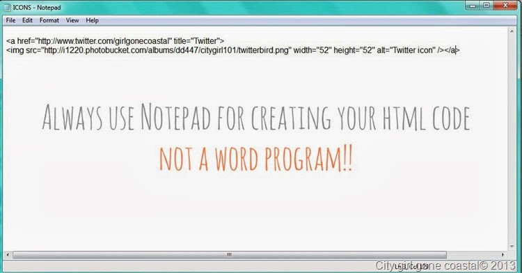 social media icon code in notepad