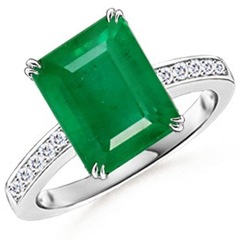 Emerald Cut Emerald and Diamond Ring