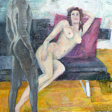 Der Blick (Akt) Öl auf Holz, 50 x 50 cm, Copyright 2010 by O. Weinreich