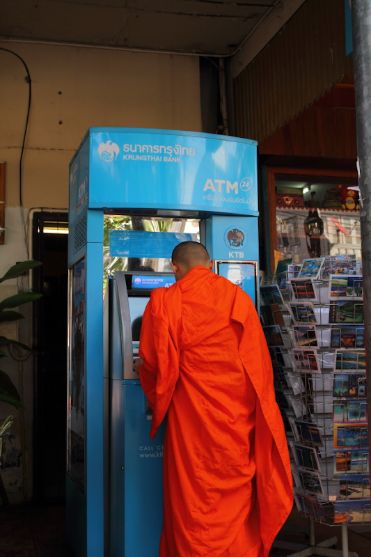 It is not every day that you see a Monk operating an ATM