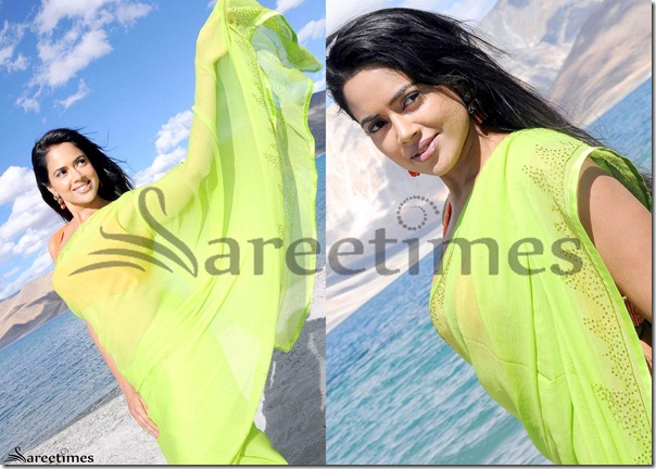 Sameera_Reddy_Green_Georgette_Saree