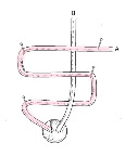 Seal ends of cord with seam sealant. Thread through buttonholes, keeping ends even, and lay face down on foam board. Insert pin through one buttonhole and cord to secure. Make S bend with end A, securing by winding around pins; pierce cord with pin at top right corner of S bend. Weave end B over first horizontal segment of S bend, and under the next two.