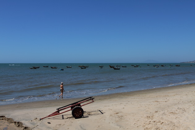 Line of Boats at Mui Ne Beach, Vietnam Line of Boats at Mui Ne Beach, Vietnam