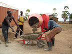 Mixing concrete ready for rainwater tank base