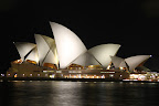Side view of Sydney Opera House at night
