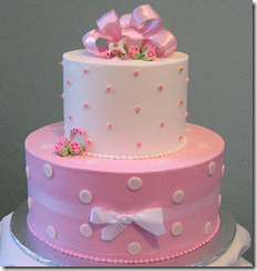 Pink Polka Dot Baby Shower Cake for baby girls
