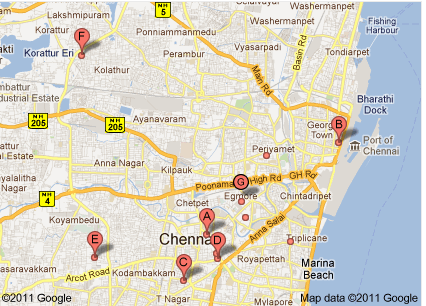 Chennai stock exchange map from Google Chennai stock exchange map from Google