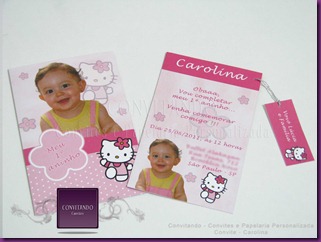 Convite-Infantil, Infantil, Convite, 1 aninho, Hello Kitty, Anivers&aacute;rio