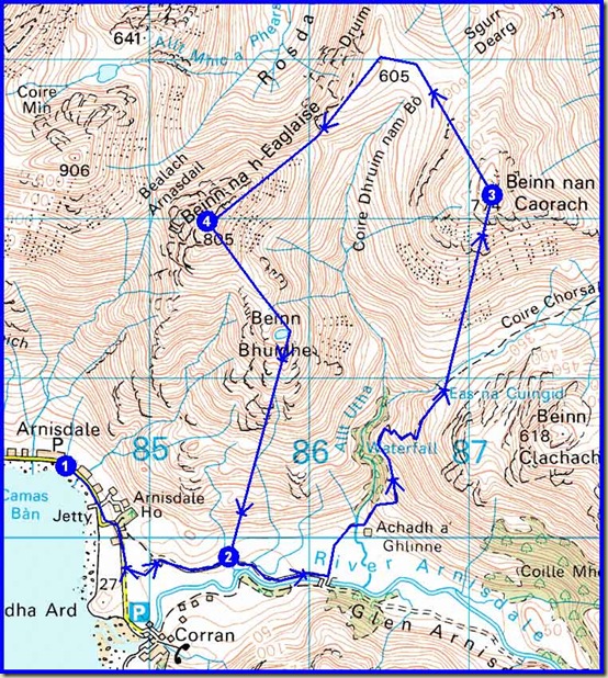 Tuesday's route - 15km, 1000m ascent, 5 hours