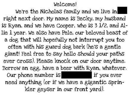Neighbor Letter Neighbor Letter