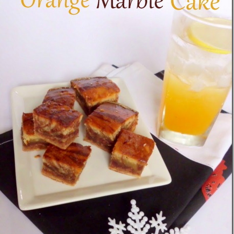 Eggless Orange Marble Cake