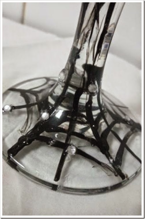 Halloween spider glass, handpainted glass