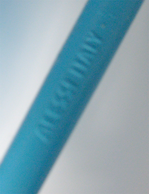 Alessi imprint on light blue Christy bowl
