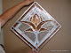 Custom leaded panel with  beveled peach cluster and jewels for a home in San Jose, CA
