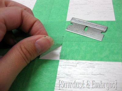 Use a razorblade to cut the squares