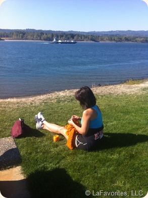 knitting in the sun