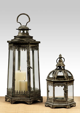 Black patina lanterns.