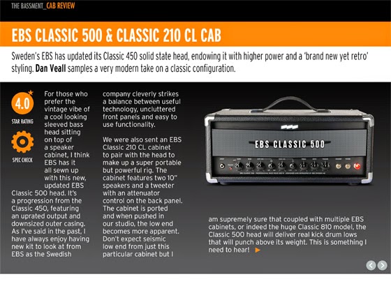 Guitar Interactive magazine review the new EBS Classic 500