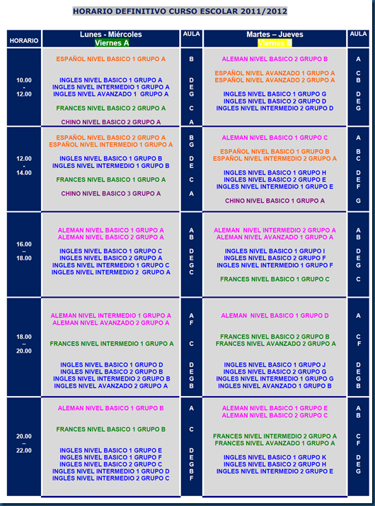 HORARIO DEFINITIVO CURSO ESCOLAR 2011-12