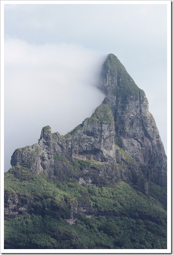 Mountain in clouds in Bora Bora