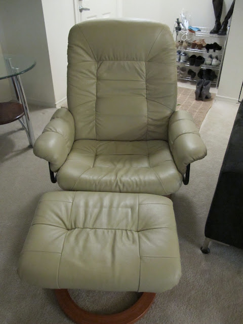 Vinyl leather Recliner Chair (Cream color) $180