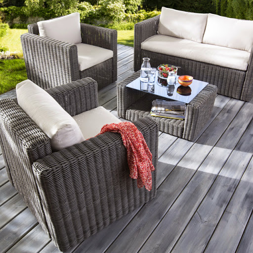 Salon de jardin Castorama, achat Salon Palmas 1 sofa + 2 fauteuils + 1 table basse pas cher prix promo mobilier de jardin Castorama 449.00 € TTC - Salon Palmas, Matière : Structure en aluminium effet rotin tressé synthétique. #Salon_de_jardin_Castorama - #Salon_de_jardin - #Castorama - voir ici http://bit.ly/1CKbaxz