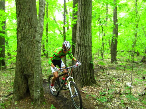 Riding through the trees on twin lakes singletrack